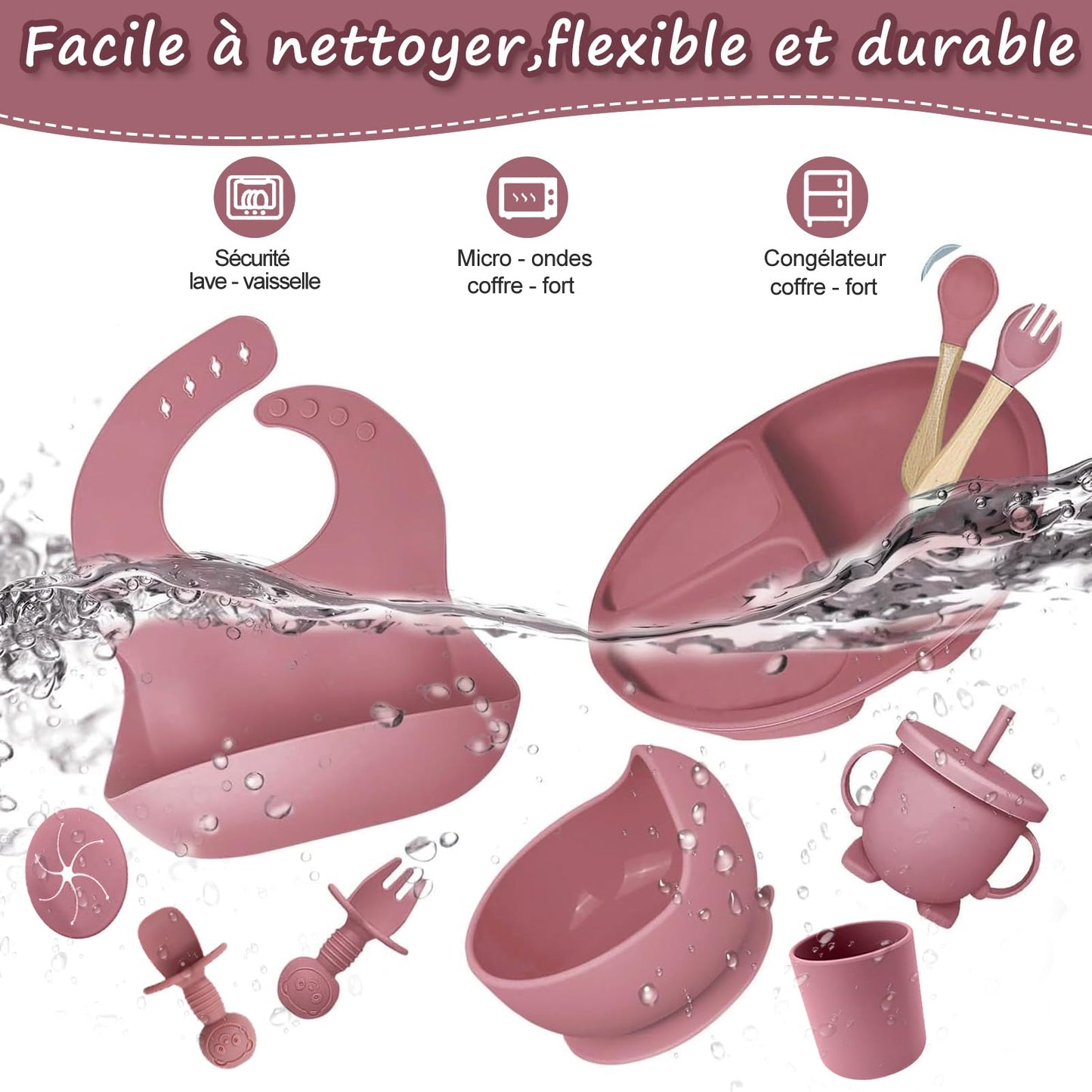 Ensemble de vaisselle pour bébé, ensemble de 12 couverts pour enfants, cuillère pour bébé, tasse à boire 