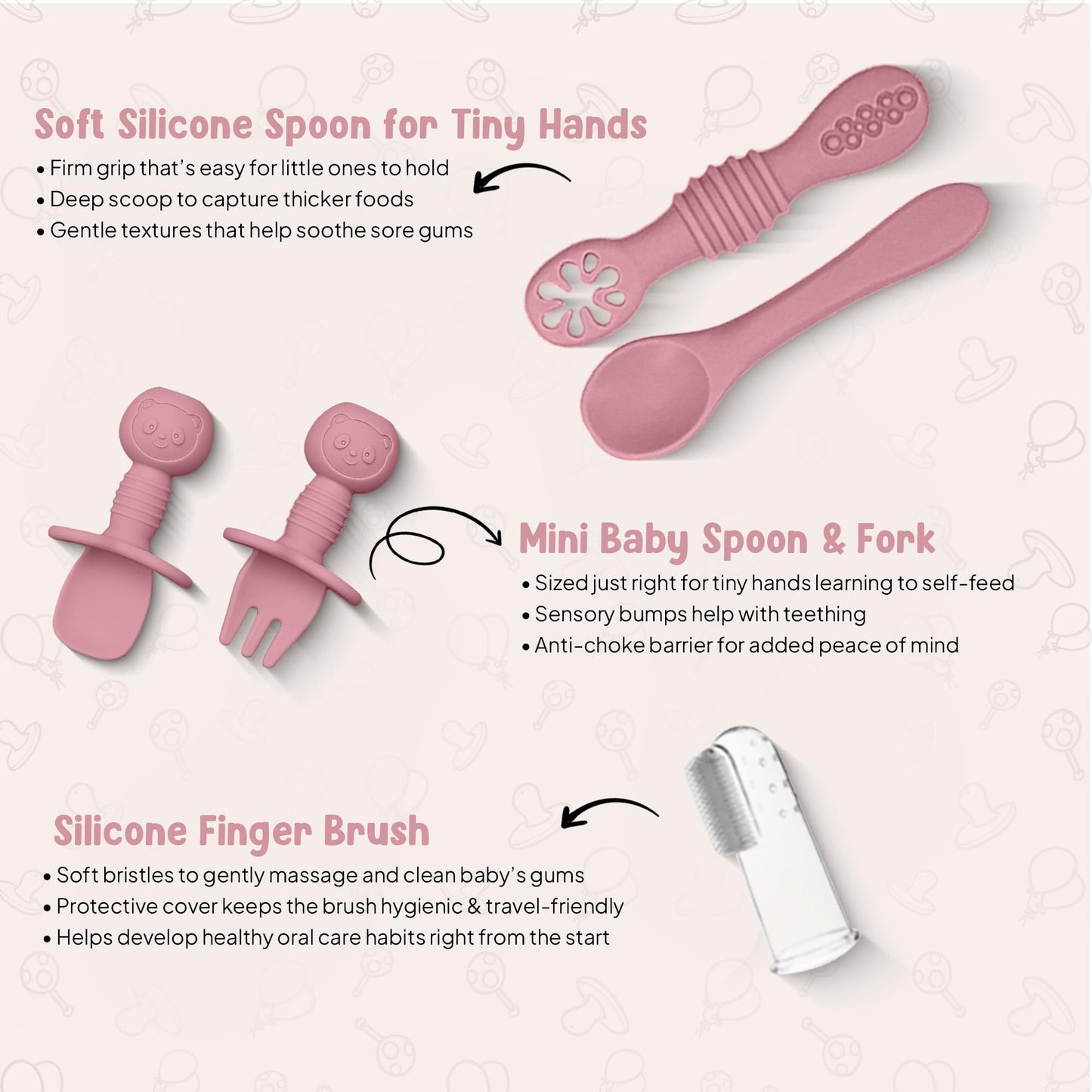 11-teiliges Babygeschirr-Set mit LED-Beleuchtung, Zubehör für Kleinkinder, Baby-Fütterungsset 