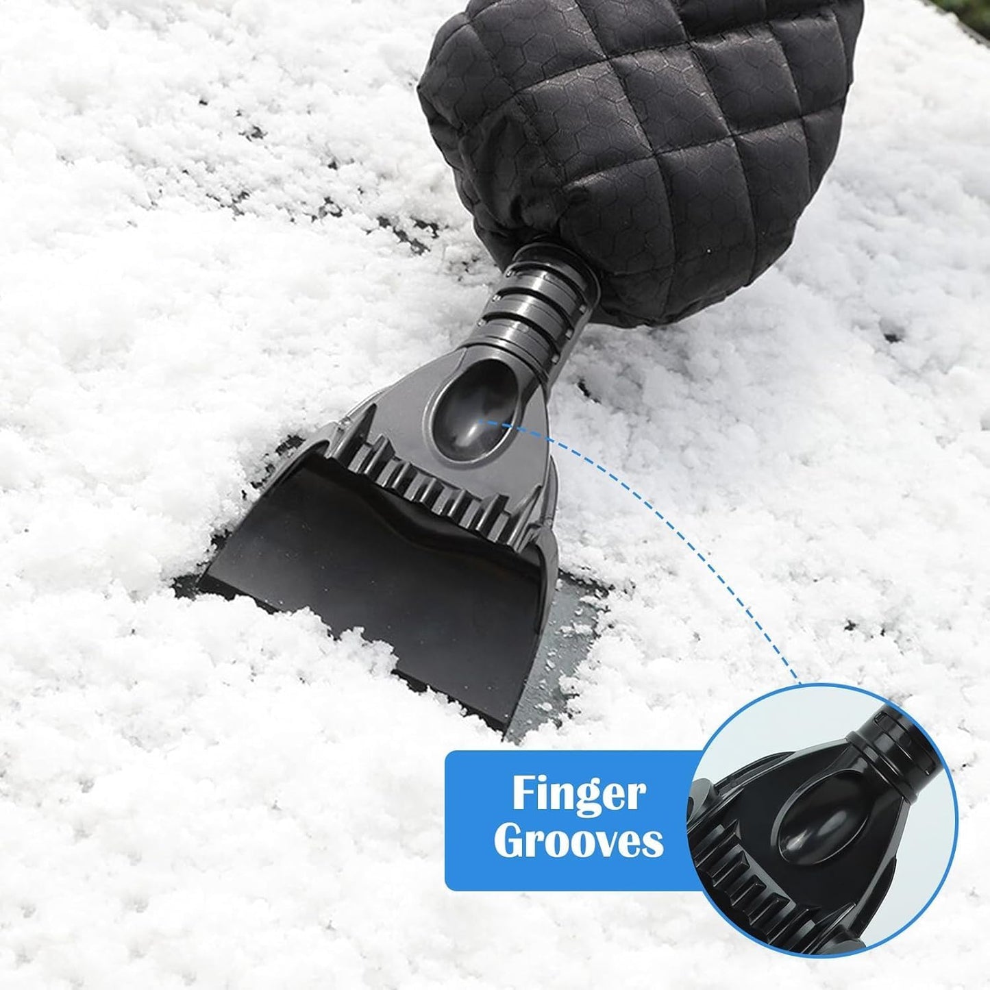 Multifunktionaler Schneebesen Eiskratzer Auto, Wärmender Scheibenkratzer mit Handschuh Auto 