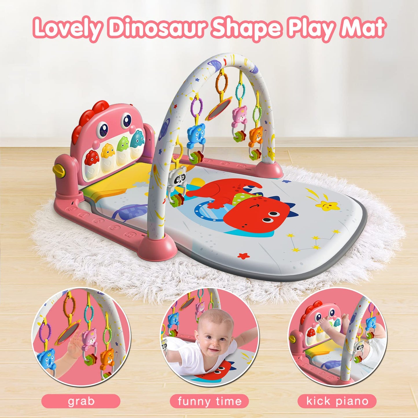 Eners Baby Spielbogen Baby Spieldecke mit Musik &amp; Lichtern 