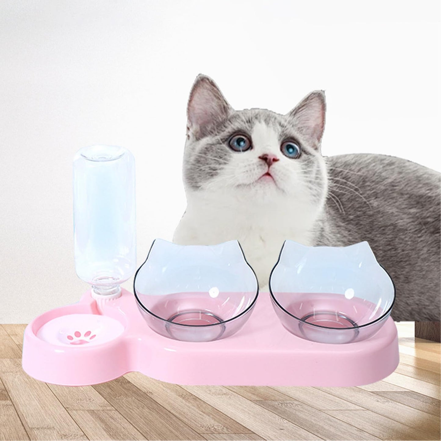 Katzennapf-Set mit Wasserspender | Automatischer Trinkbrunnen für Katzen und Hunde 