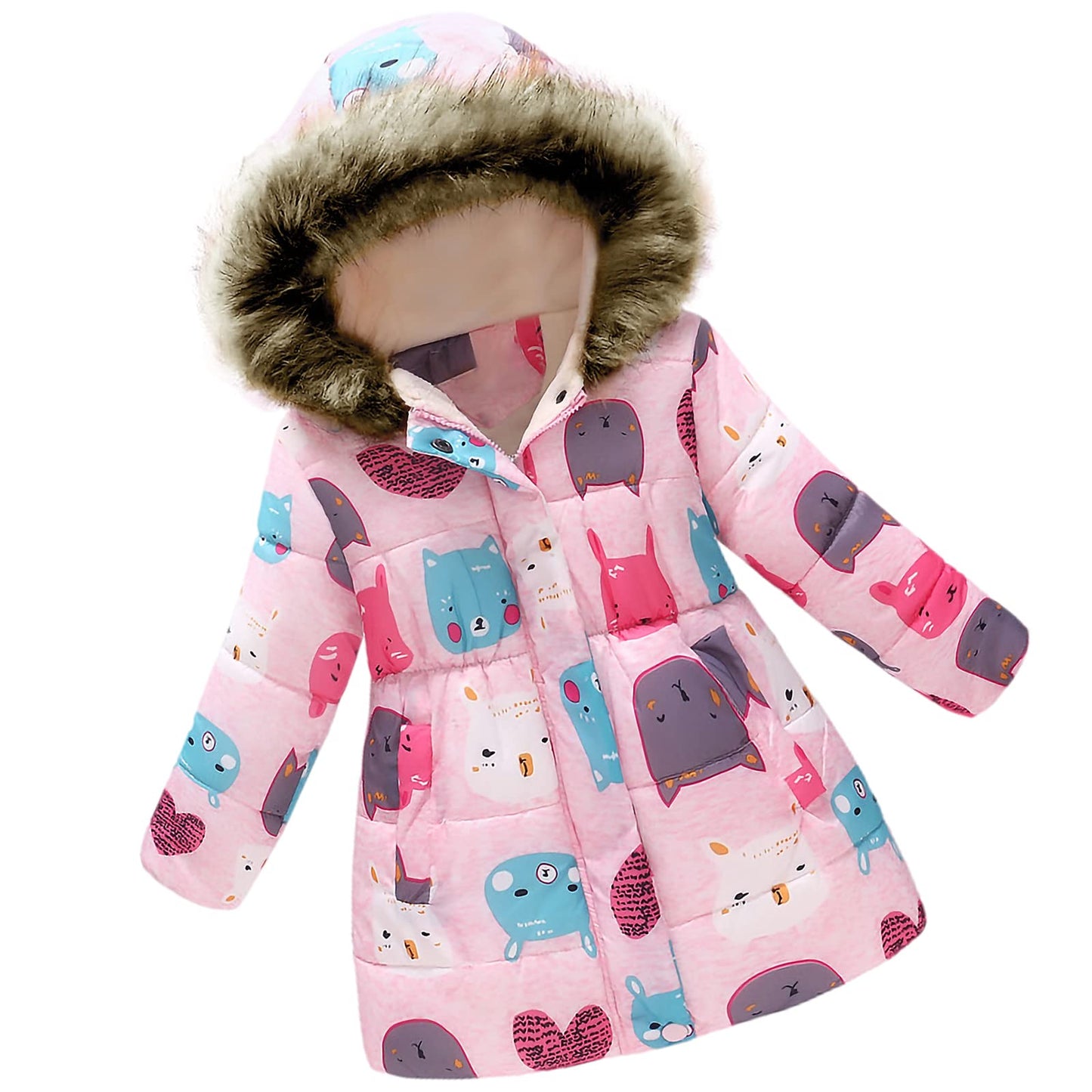 Winter Jacket Girls' Floral Warm Winter Coat Children's Jacket
