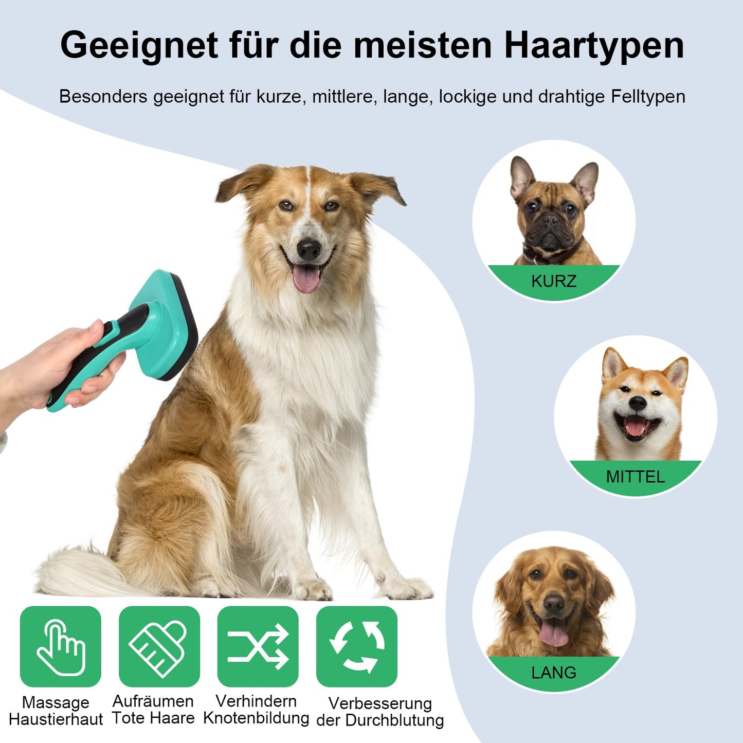 Hundebürste für Hunde und Katzen, selbstreinigend, Katzenbürste für Unterwäsche und Fell 