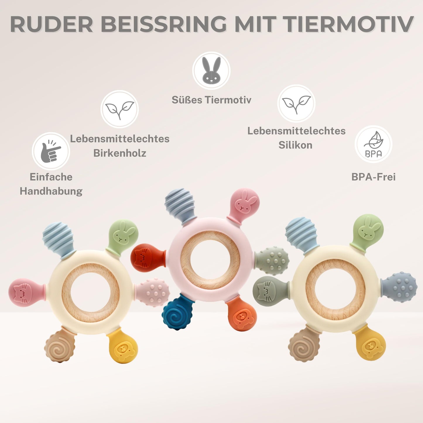 Beißring für Babys – Beißspielzeug – Zahnungshilfe 