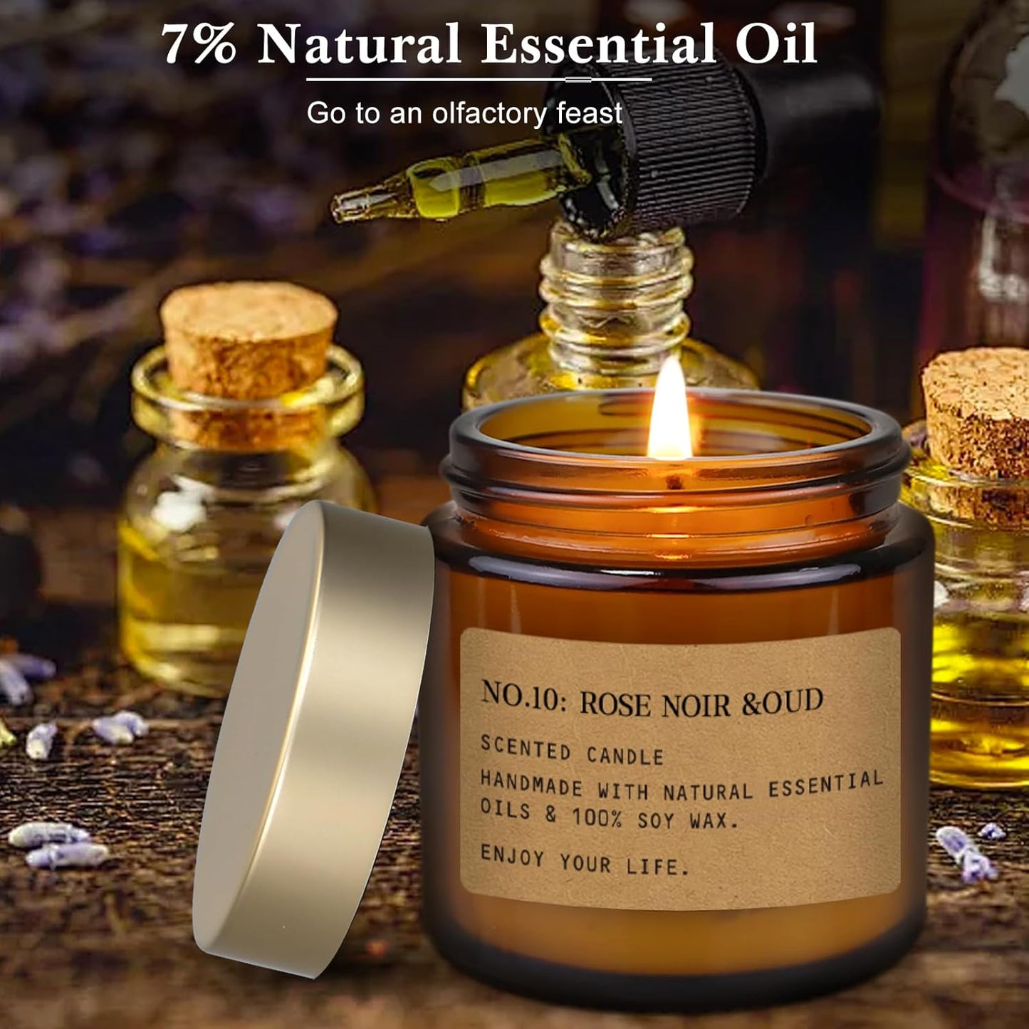 Duftkerze 12er Set Kerzen Geschenkbox, Natürliches Sojawachs 300h Brenndauer, für Yoga, SPA 