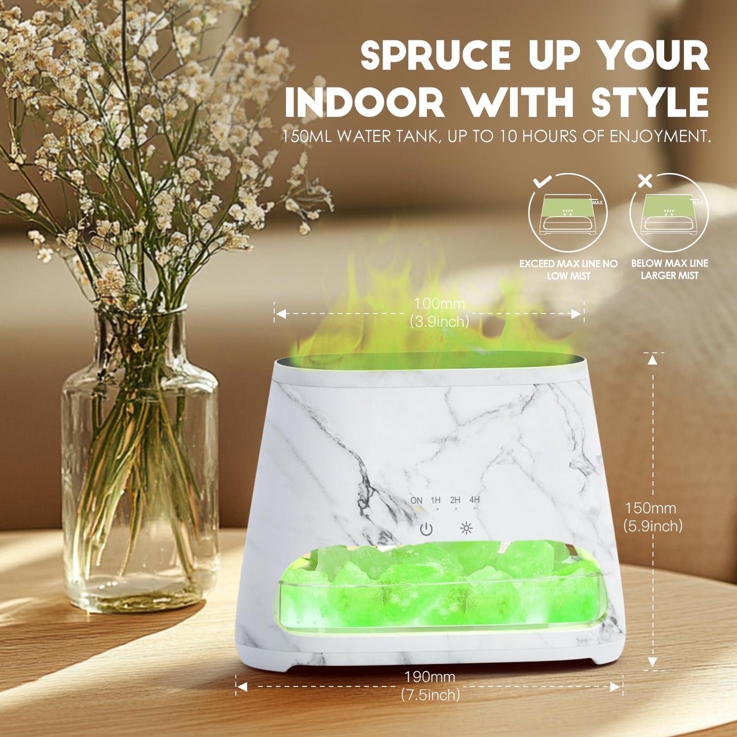 2-in-1 Aroma-Diffusor &amp; Salz-Serie Pakistan Light, Flammeneffekt für ätherische Öle, Luftbefeuchter mit 3 Helligkeitsstufen, 150 ml