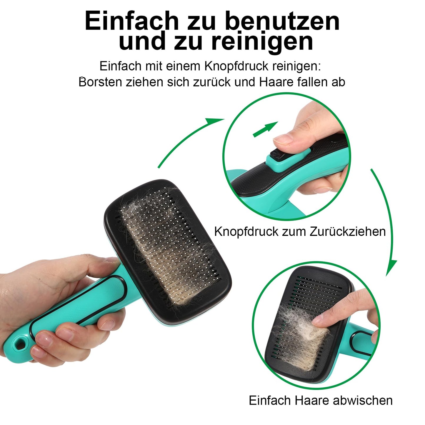 Hundebürste für Hunde und Katzen, selbstreinigend, Katzenbürste für Unterwäsche und Fell 