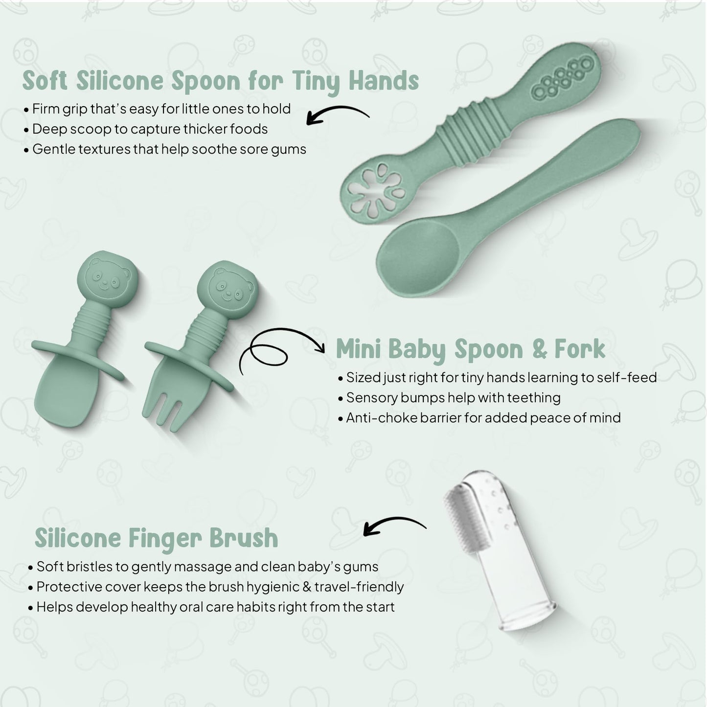 11-teiliges Babygeschirr-Set mit LED-Beleuchtung, Zubehör für Kleinkinder, Baby-Fütterungsset 