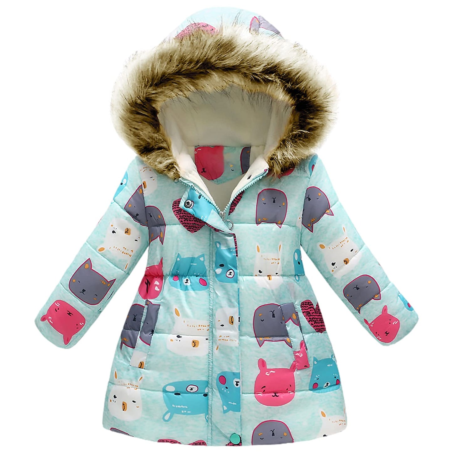 Winter Jacket Girls' Floral Warm Winter Coat Children's Jacket