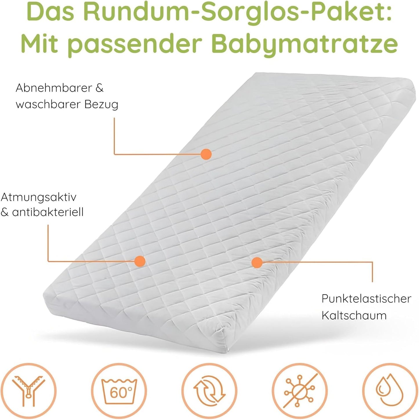 Kids Collective Babybett 60x120 | 70x140 cm, höhenverstellbar 