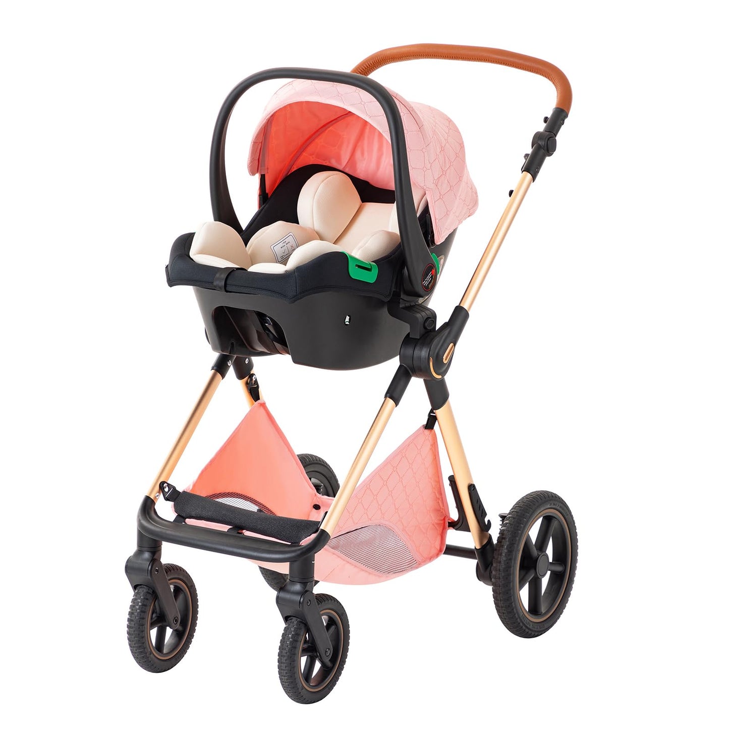 Shineey 3-in-1 Kinderwagen, Buggy, faltbarer Kinderwagen-Satz, Kombi-Kinderwagen 3-in-1 mit großer, komfortabler Babywanne, Gestell aus Aluminiumlegierung 