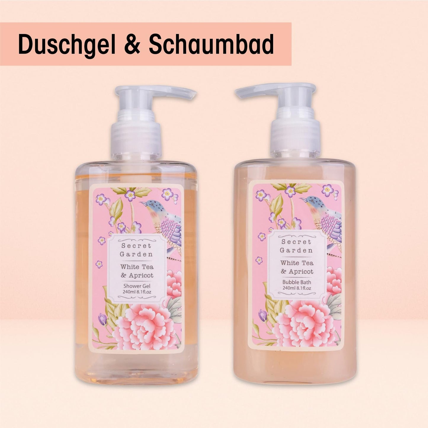 Accentra – Duschset Frauen Geschenkset im Holzkorb – 8-teiliges Pflegeset mit Duschgel, Bodylotion, Badezusätzen, Peeling &amp; Handcreme 