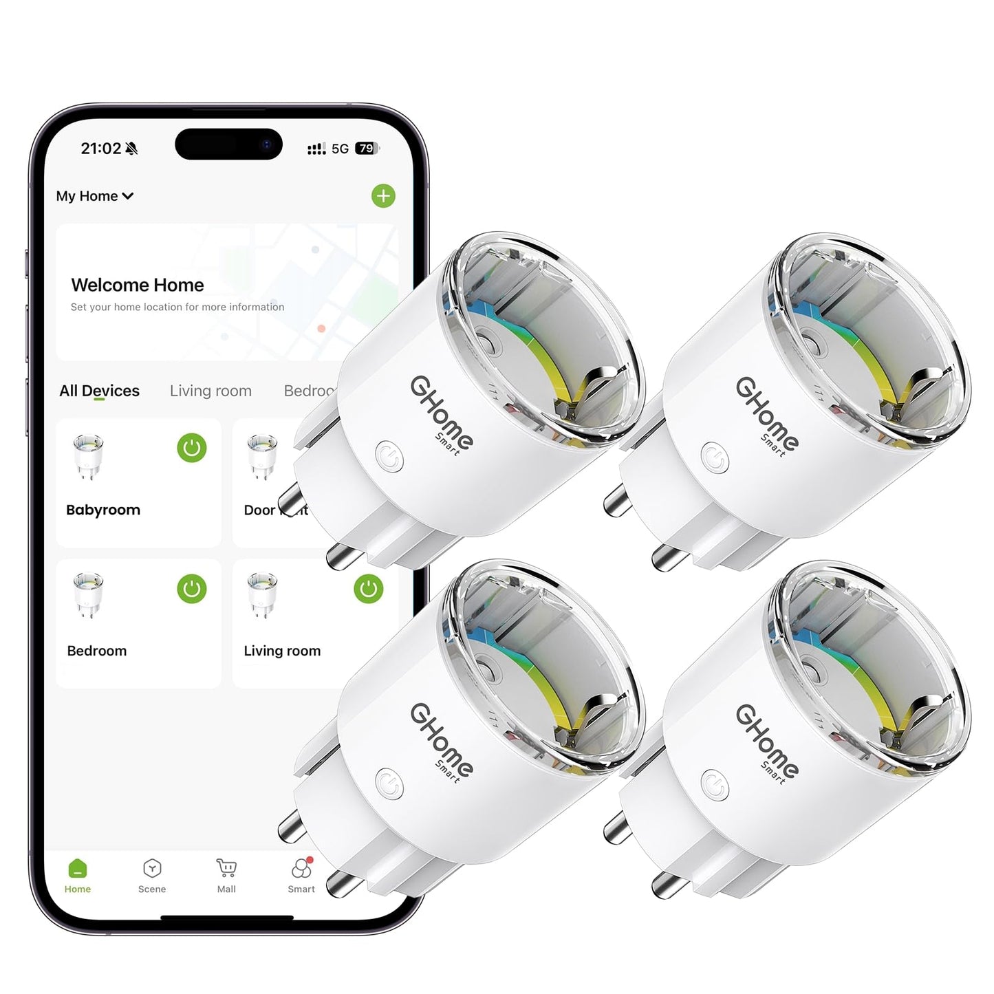 Intelligente WLAN-Steckdose, kleinste Smart-Home-Steckdose mit Strommessung