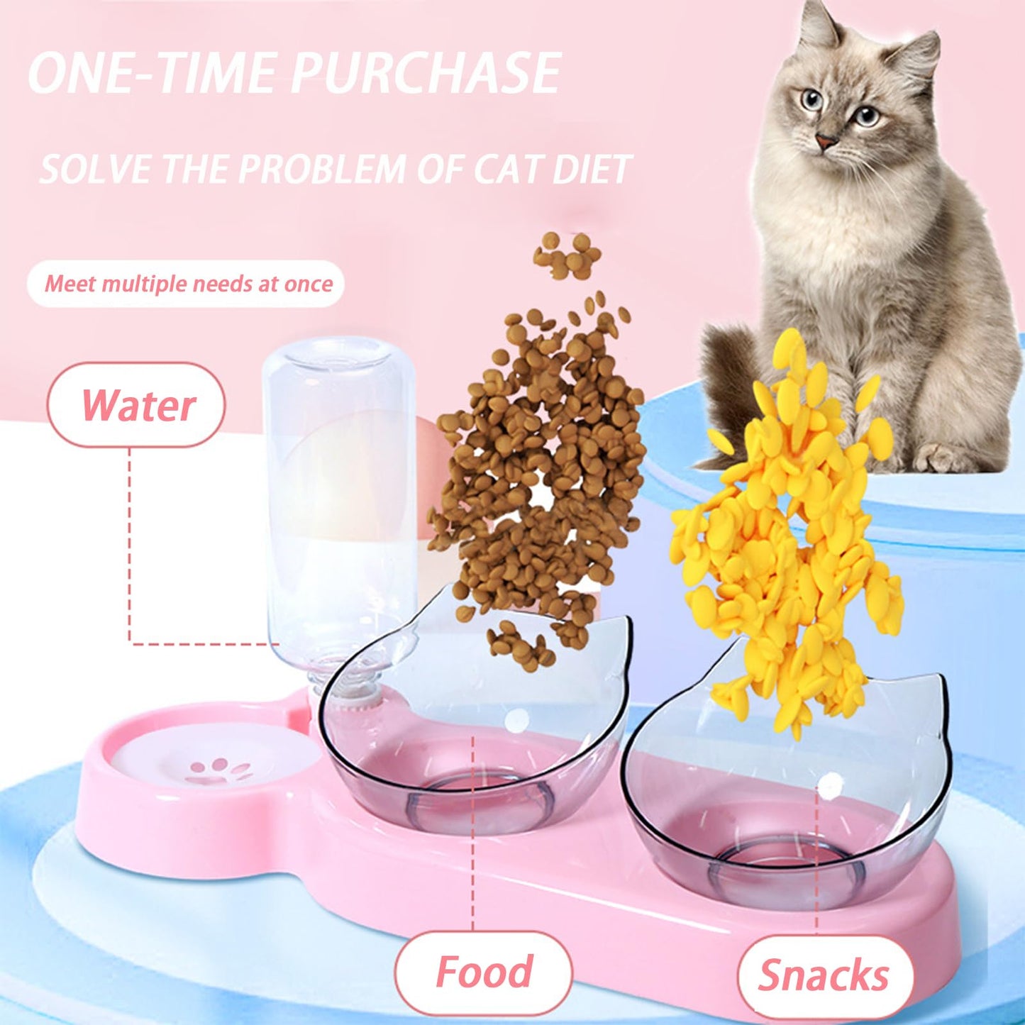 Katzennapf-Set mit Wasserspender | Automatischer Trinkbrunnen für Katzen und Hunde 