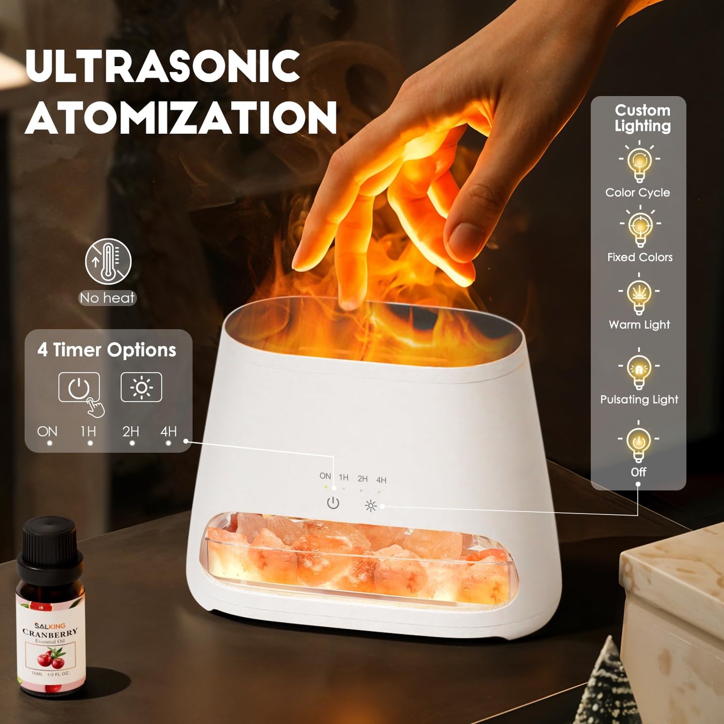 2-in-1 Aroma-Diffusor &amp; Salz-Serie Pakistan Light, Flammeneffekt für ätherische Öle, Luftbefeuchter mit 3 Helligkeitsstufen, 150 ml