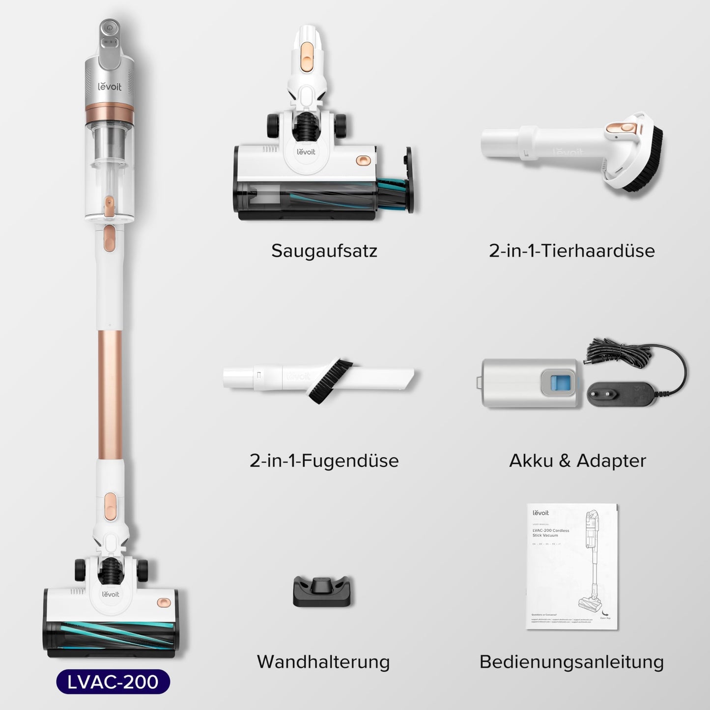 Akku Staubsauger -Levoit - Laufzeit für 75㎡ -4-in-1 Vacuum Cleaner - 99,9 Prozent Filterleistung