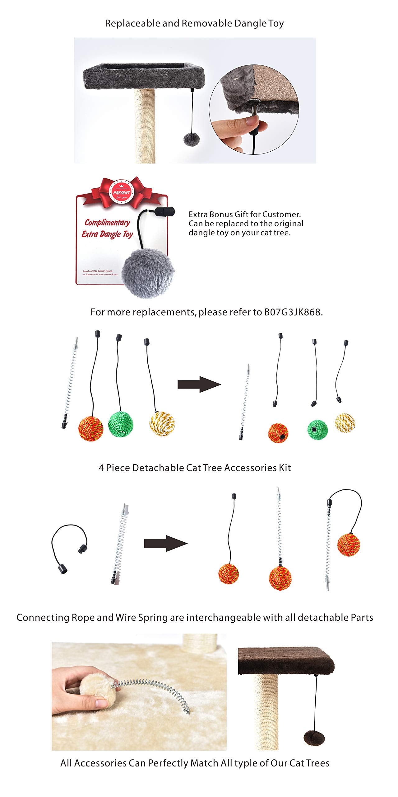 Großer Katzenkratzbaum mit zwei Plattformen und Häuschen, mehrstöckig, beige 