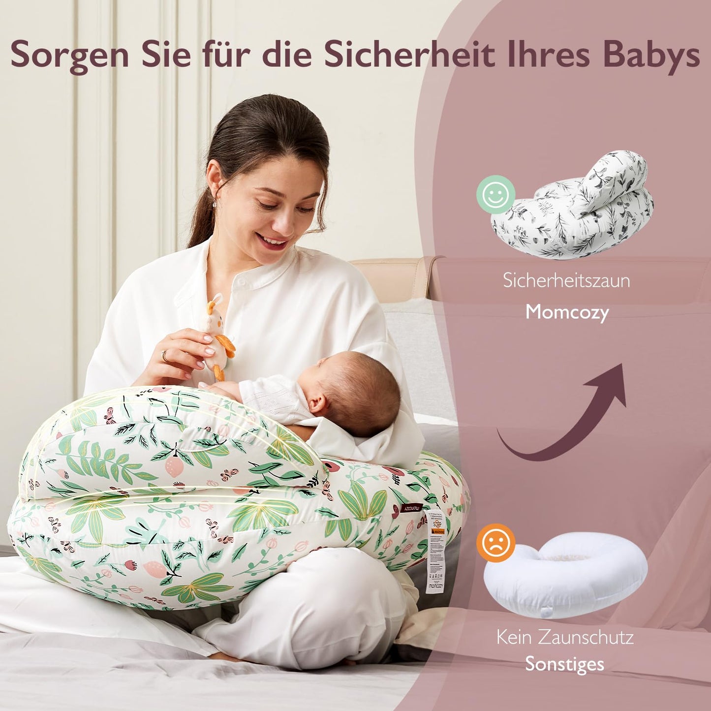 Stillkissen, Stillkissen mit Sicherheitsrand – Ergonomisches Still- und Positionierungskissen 