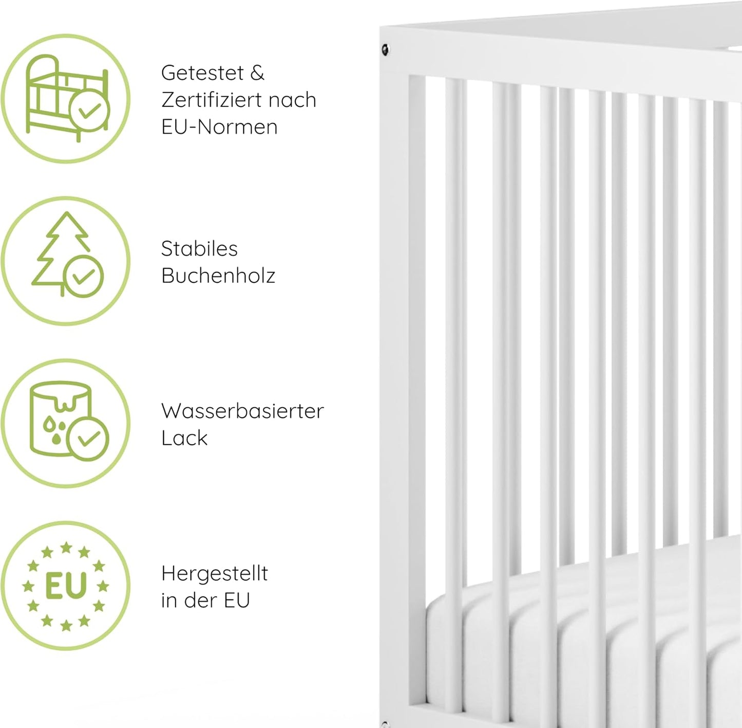 Kids Collective Babybett 60x120 | 70x140 cm, höhenverstellbar 