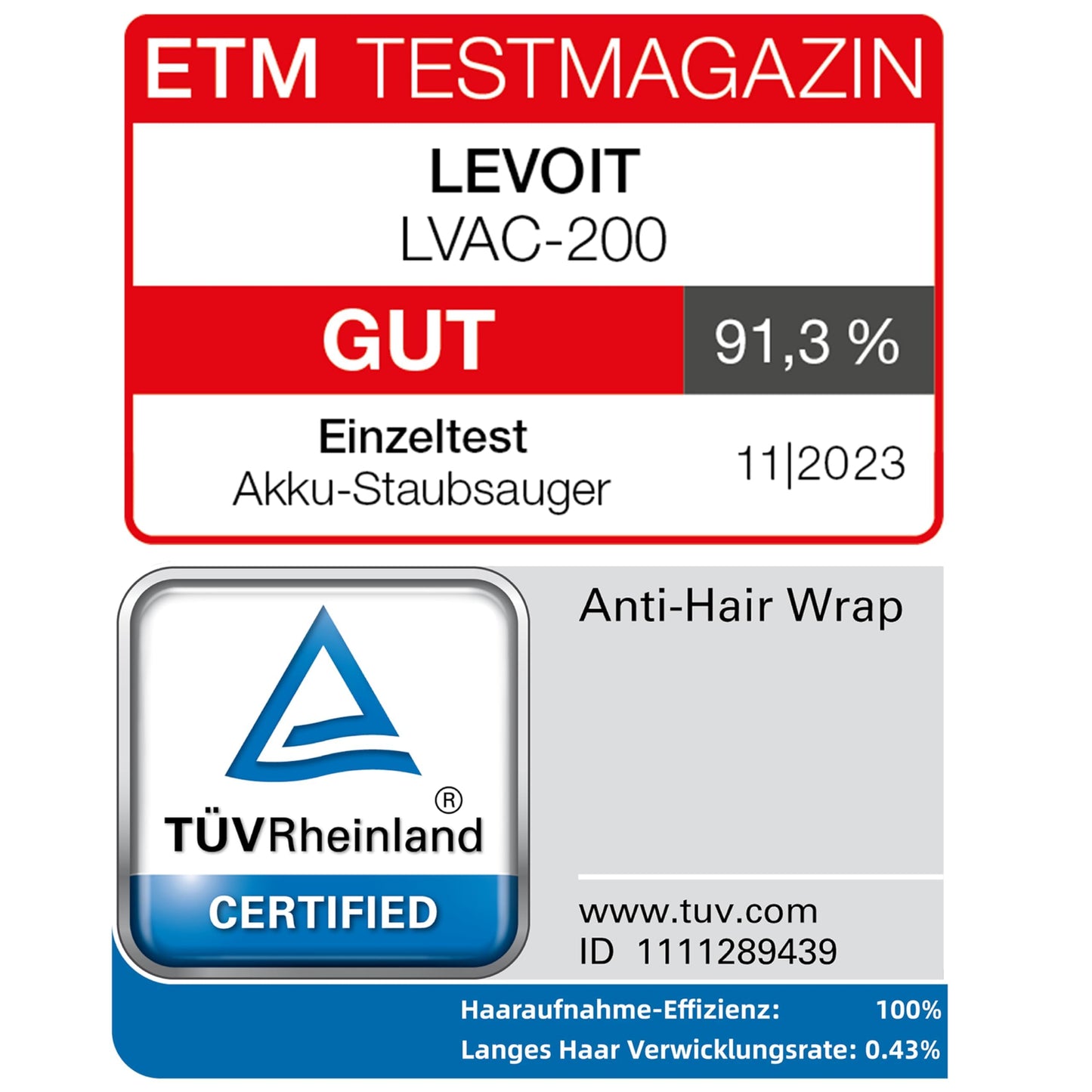 Akku Staubsauger -Levoit - Laufzeit für 75㎡ -4-in-1 Vacuum Cleaner - 99,9 Prozent Filterleistung