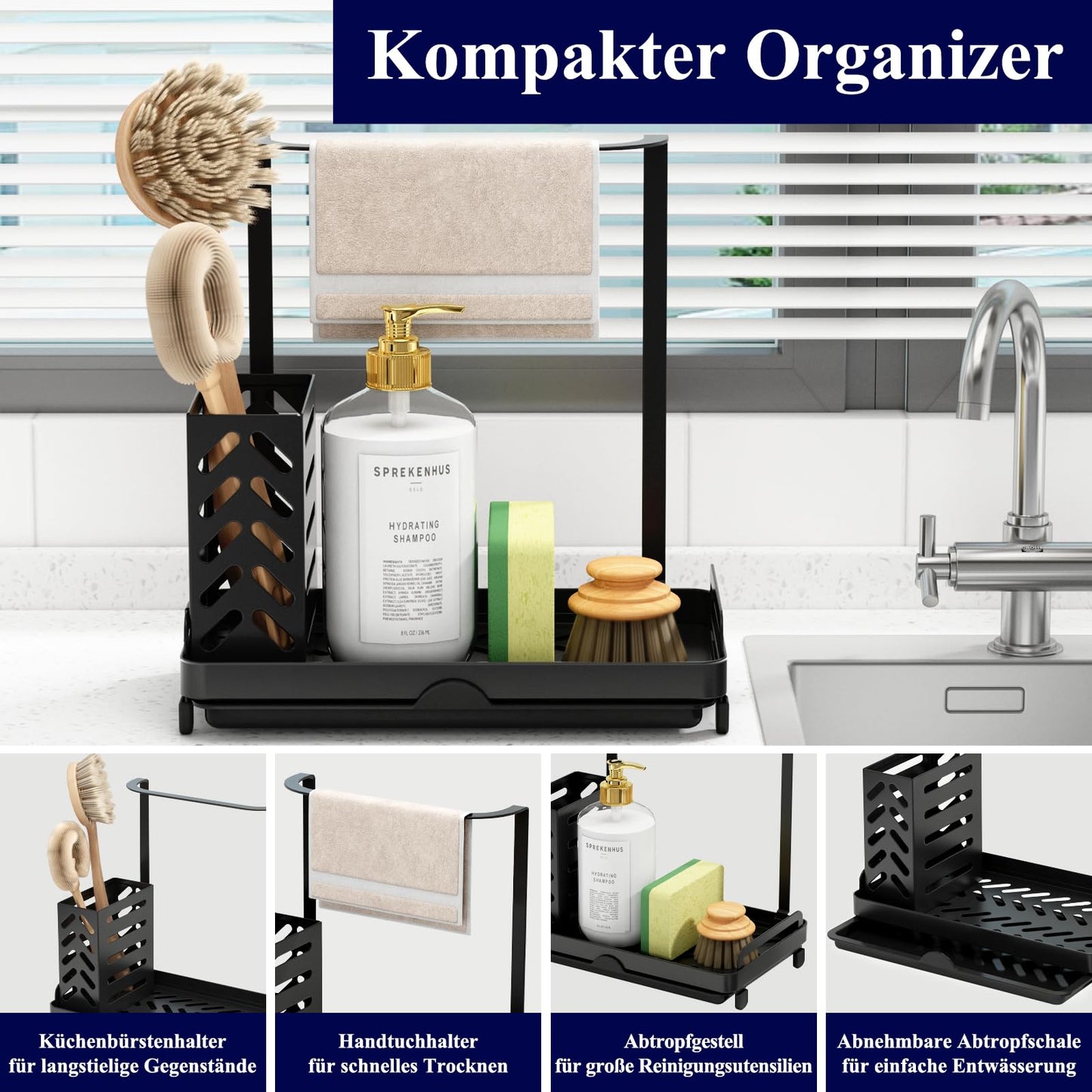 Kitsure Küchenorganizer – Multifunktionaler Küchenorganizer mit herausnehmbarer Ablageschale 