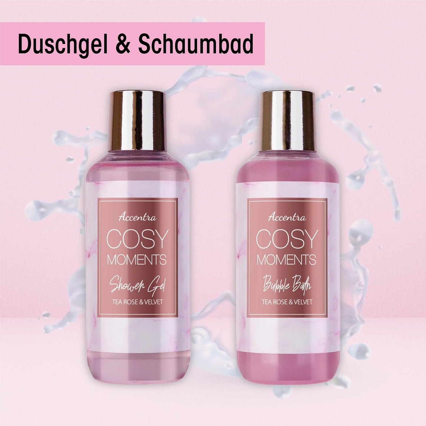 Accentra - COSY MOMENTS Bade- &amp; Duschset in Rosé - Geschenk Set zur Entspannung für Frauen zum Geburtstag 