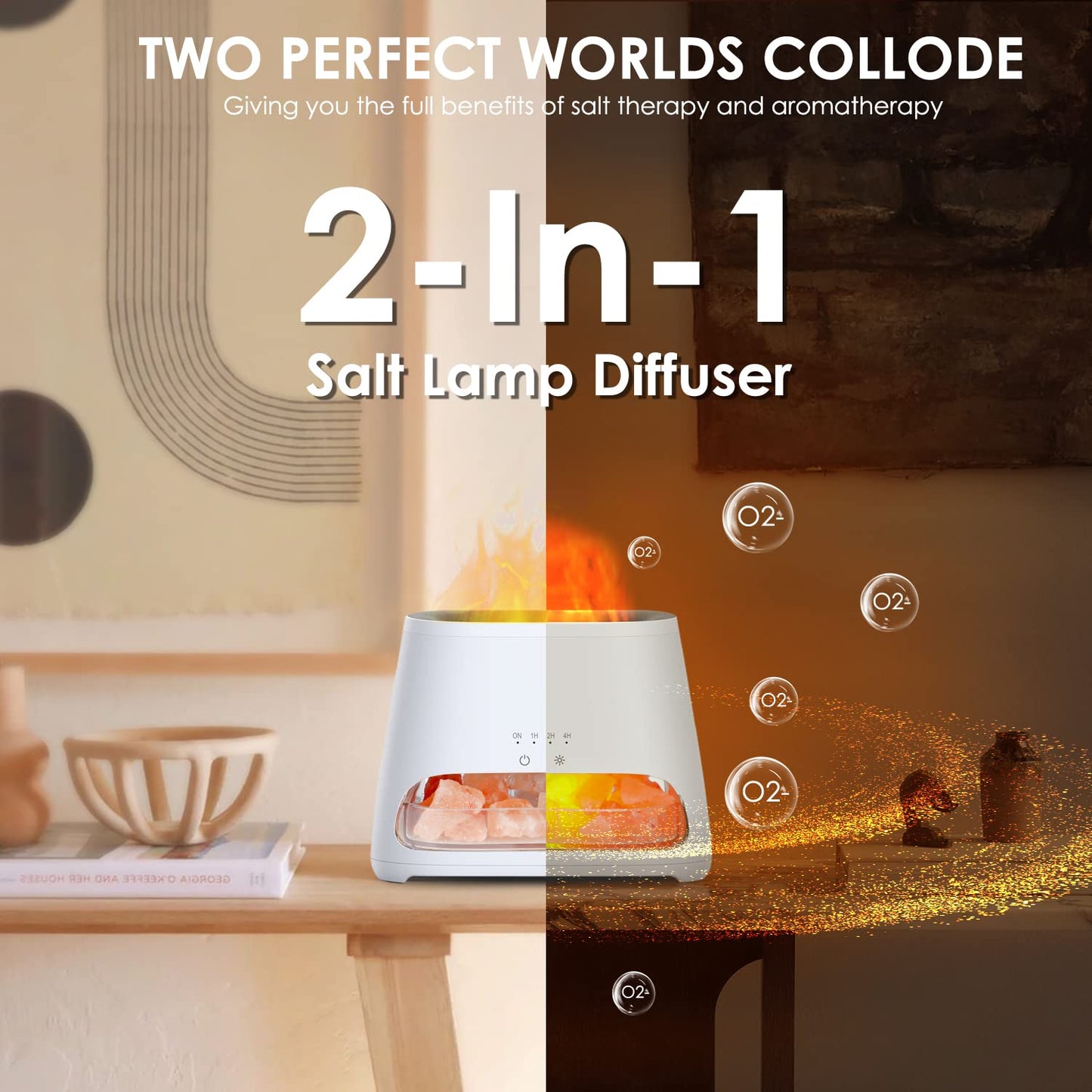 2-in-1 Aroma-Diffusor &amp; Salz-Serie Pakistan Light, Flammeneffekt für ätherische Öle, Luftbefeuchter mit 3 Helligkeitsstufen, 150 ml