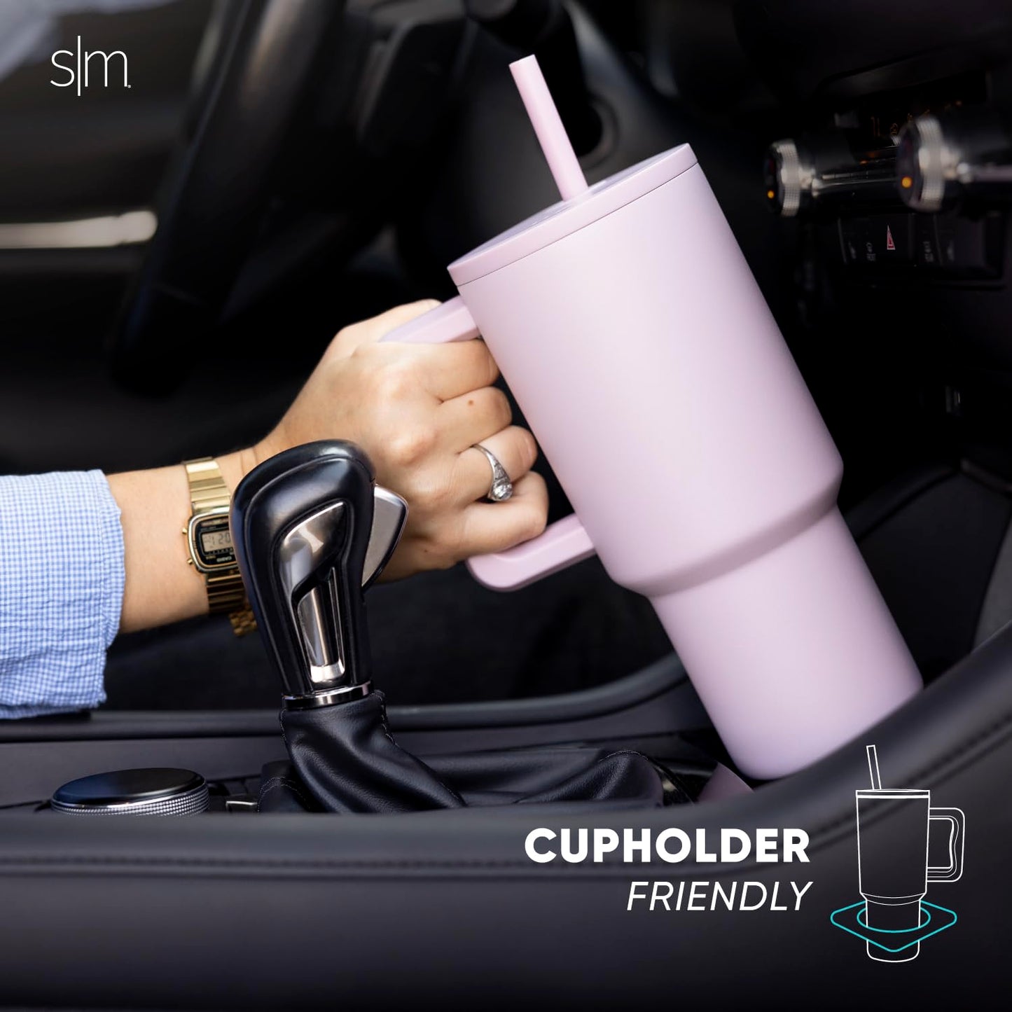 Simple Modern Thermobecher mit Strohhalm und Griff | Isolierter Edelstahl-Trinkbecher Eiskaffee-Reisebecher