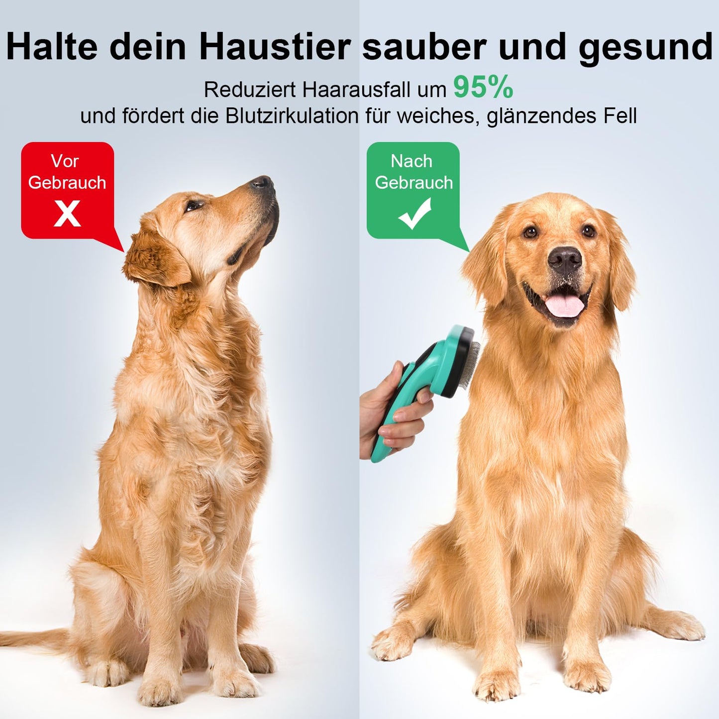 Hundebürste für Hunde und Katzen, selbstreinigend, Katzenbürste für Unterwäsche und Fell 