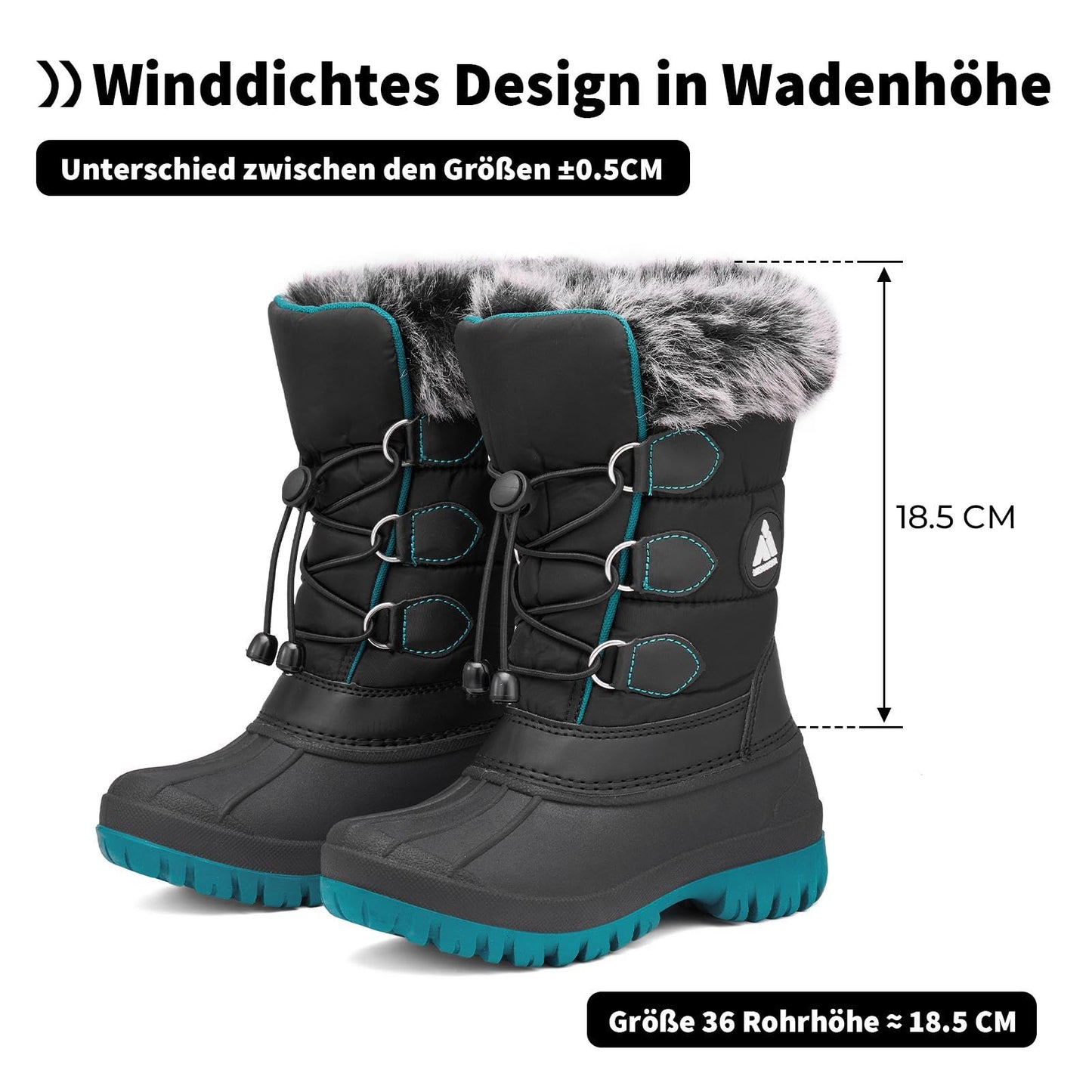 Mishansha Kinder Winterstiefel Gefüttert Wasserdichte Rutschfest Schneestiefel für Mädchen Jungen 