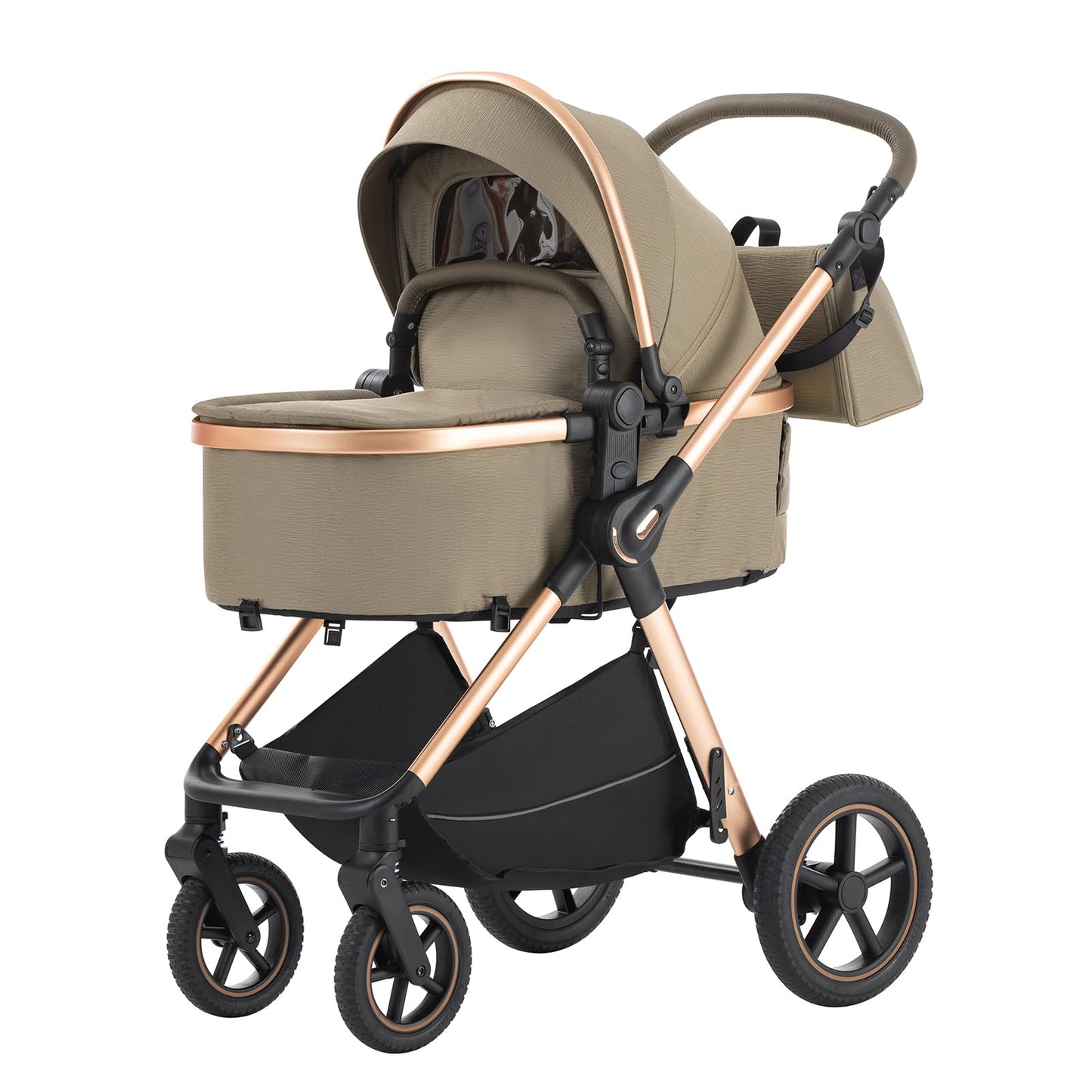 Shineey 3-in-1 Kinderwagen, Buggy, faltbarer Kinderwagen-Satz, Kombi-Kinderwagen 3-in-1 mit großer, komfortabler Babywanne, Gestell aus Aluminiumlegierung 