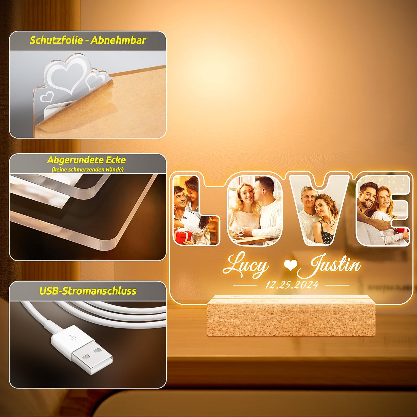 Cadeaux de Noël personnalisés pour femmes et hommes, cadre photo avec photo, cadeaux photo