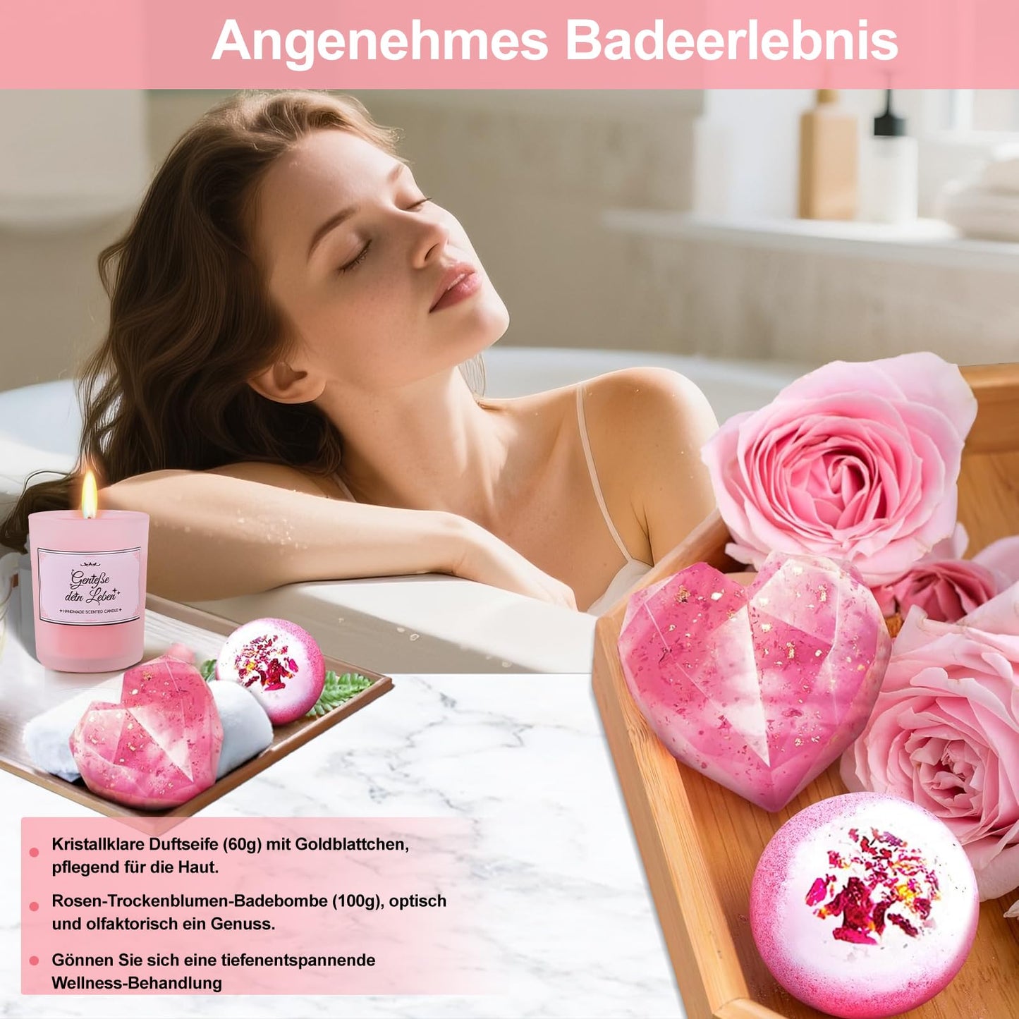 Geschenkset für Mama, Freundin, Schwester, Kaffeebecher und Geschenkset Bad-Entspannung 