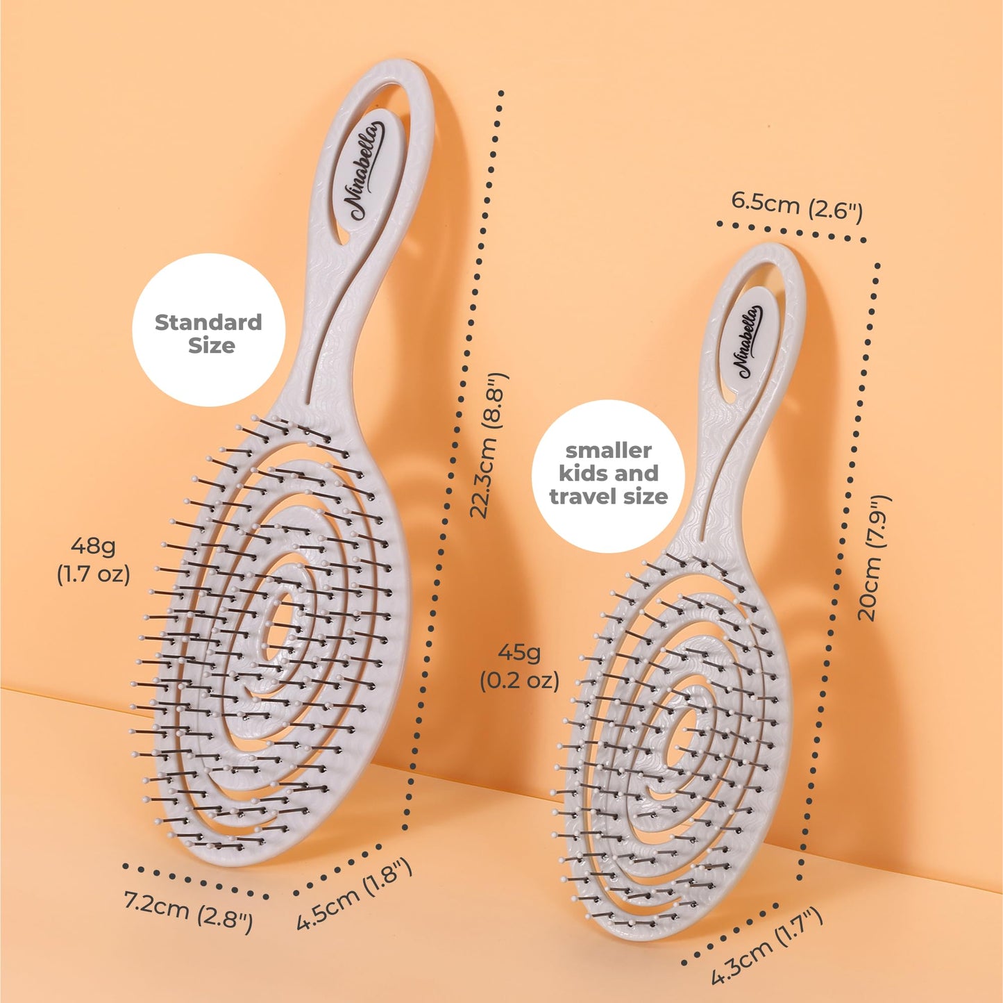 Ninabella Mini Haarbürste ohne Ziepen - Bürste für Reisen - Entwirrbürste für trockenes und nasses Haar - Detangler Bürste
