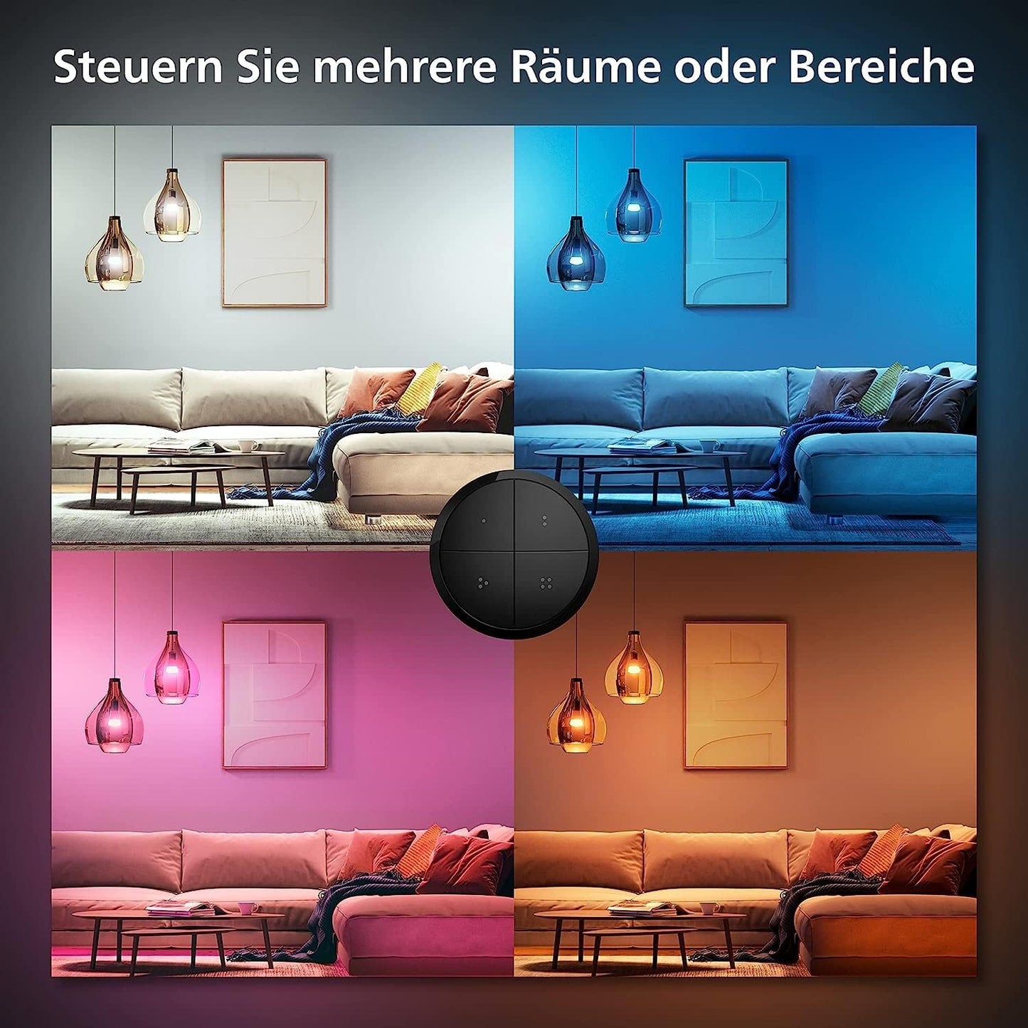 Philips Hue Dimmschalter für Hue Lichtsysteme, Smarter Dimmer zur Steuerung von Leuchten und Lichtszenen 