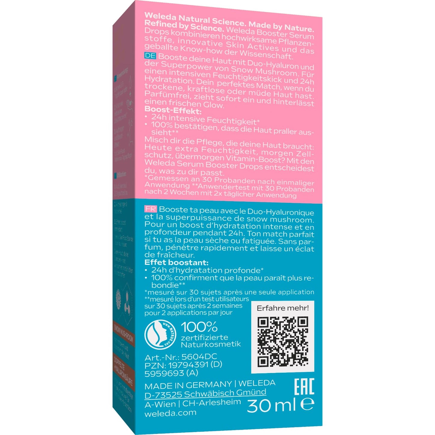 Weleda Organic Skin Food Glow Serum Drops – Natürliche Kosmetik-Booster-Tropfen mit Süßholz und lichtreflektierenden Pigmenten für einen strahlenden Teint und gegen Pigmentflecken 