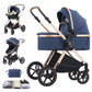 Shineey 3-in-1 Kinderwagen, Buggy, faltbarer Kinderwagen-Satz, Kombi-Kinderwagen 3-in-1 mit großer, komfortabler Babywanne, Gestell aus Aluminiumlegierung 