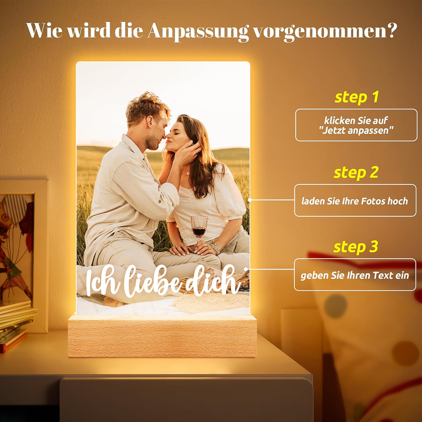 Cadeaux de Noël personnalisés pour femmes et hommes, cadre photo avec photo, cadeaux photo