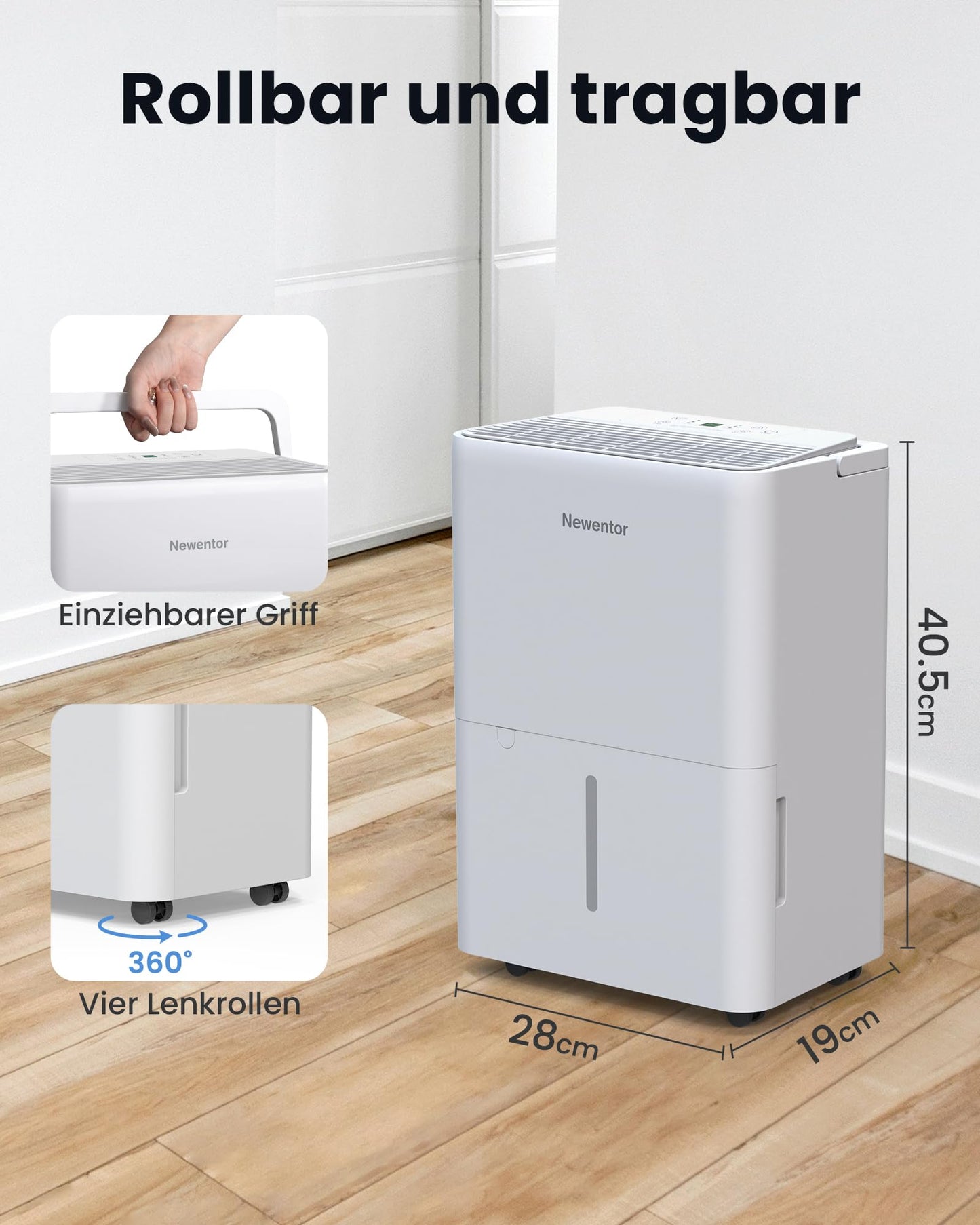 Déshumidificateur d'air 12 L, déshumidificateur de cave électrique 35 dB, déshumidificateur d'ambiance 