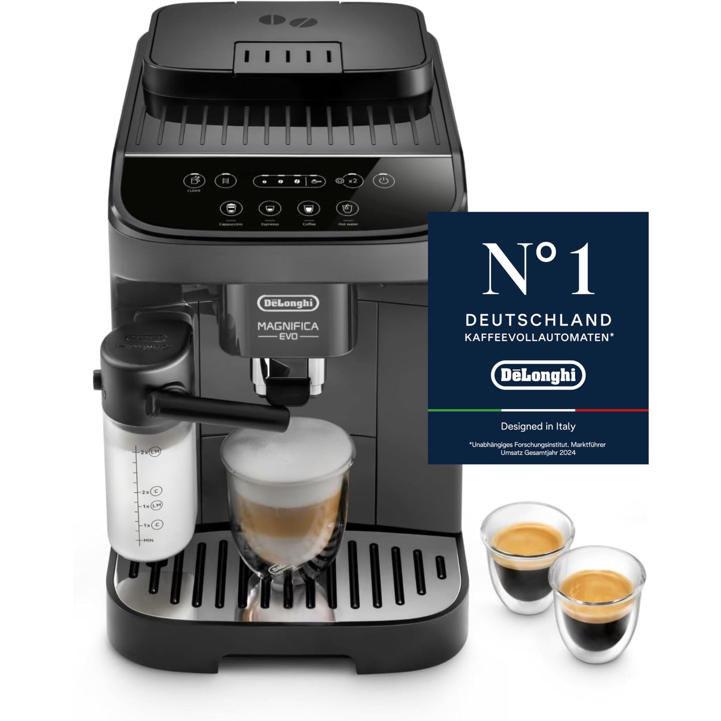 De'Longhi Kaffeevollautomat mit LatteCrema Milchsystem, 7 Direktwahltasten für Cappuccino, Espresso 
