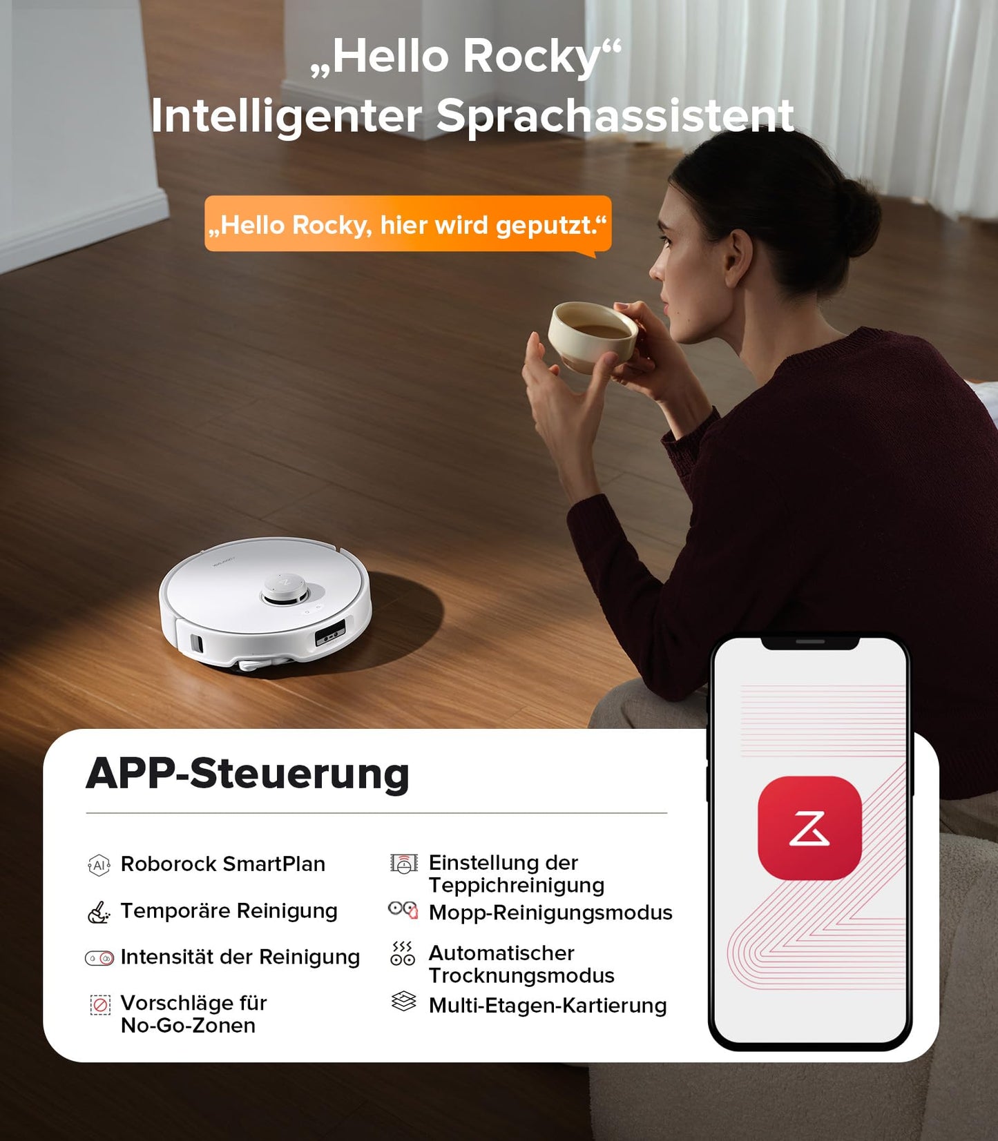 Aspirateur robot Roborock Qrevo Edge avec fonction serpillière, nettoyage des bords, serpillière chauffante, eau chaude à 75 °C 