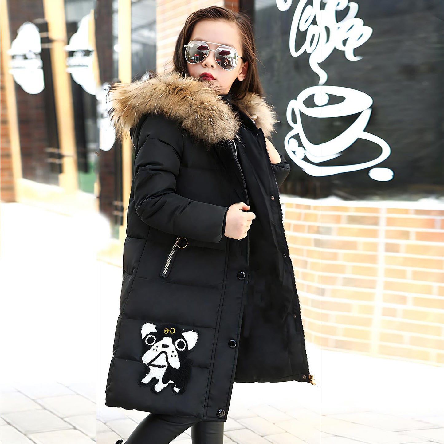 Winterjacke Mädchen Warme Länge, Wintermantel Kinder Dicke Outdoorjacke 