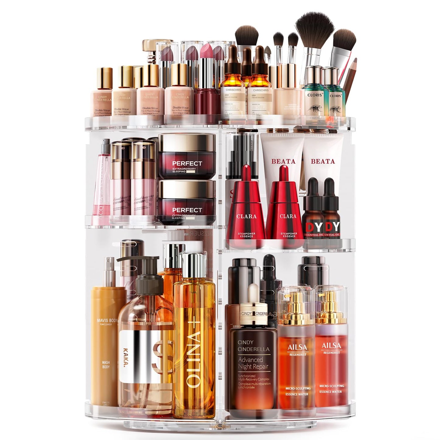 Auxmir Schminktisch Organizer mit 9 einstellbaren Stufen, Make Up Organizer 360° Drehbar, Extra Größer Kosmetik Hautpflege Organisieren 