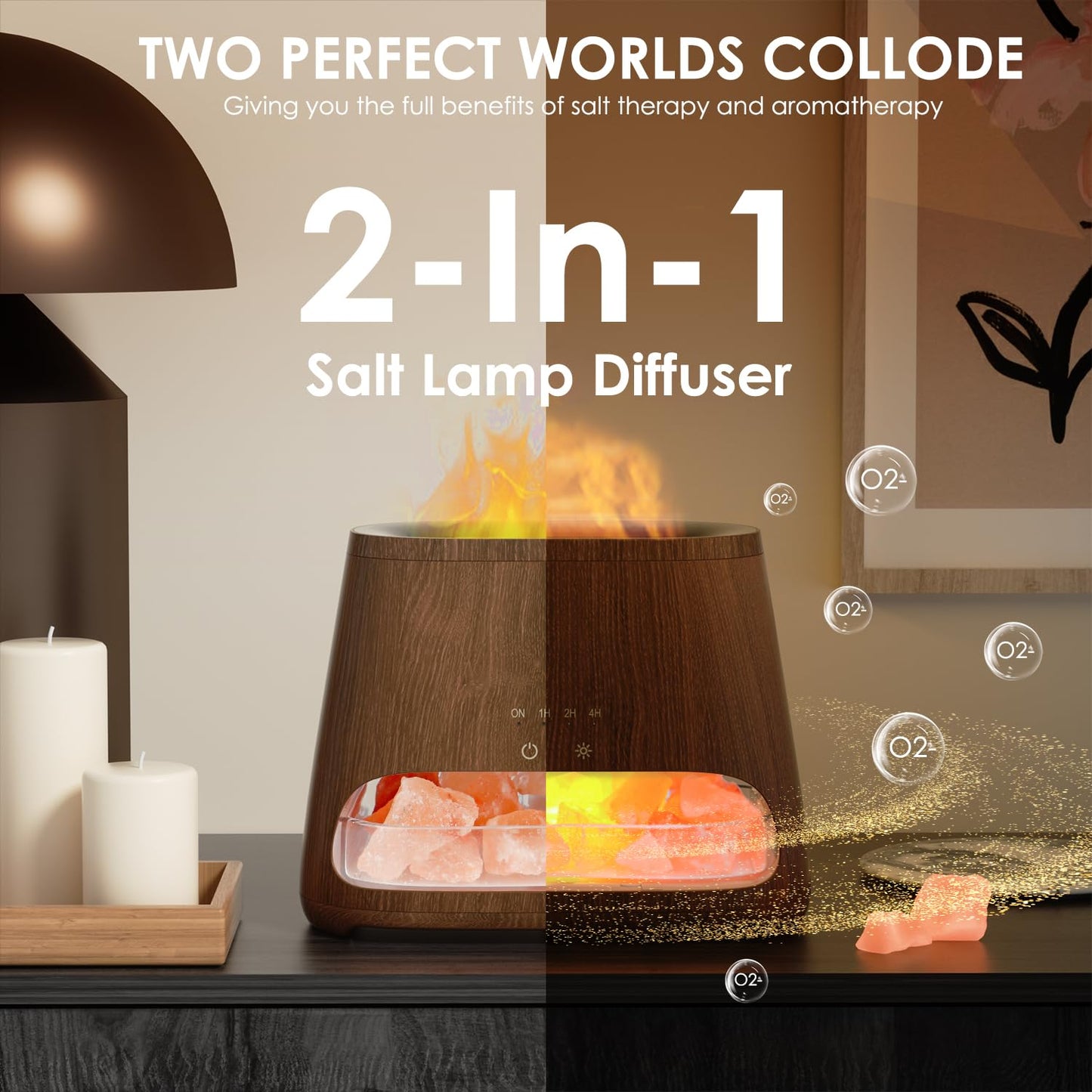 2-in-1 Aroma-Diffusor &amp; Salz-Serie Pakistan Light, Flammeneffekt für ätherische Öle, Luftbefeuchter mit 3 Helligkeitsstufen, 150 ml