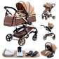 YAZOCO kinderwagen 3 in 1 Buggy Babybett Komplett Set Einem Klick Zusammenklappbarer Kinderwagen, KombiKinderwagen Aluminiumrahmen für Neugeborene 