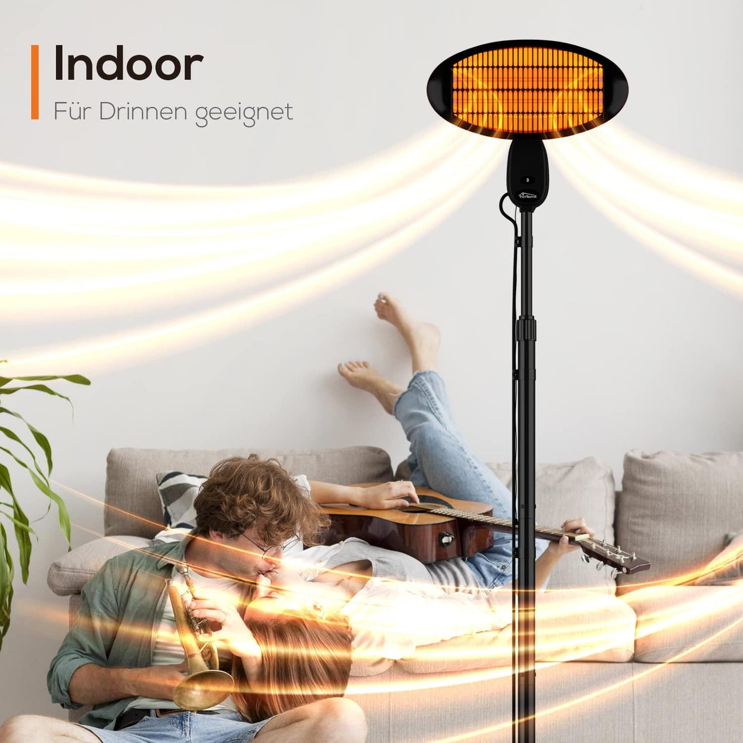 Infrarot Heizstrahler 2000 Watt Standheizer Terrassenheizer, höhenverstellbar, neigbar