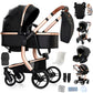 Reenborn 3-in-1 Kinderwagen, Buggy mit zwei umkehrbaren Schiebemodi, Kinderwagen mit Gestell aus Aluminiumlegierung, Babywagen, 3-in-1 Komplettset mit Ein-Klick-Faltmechanismus 