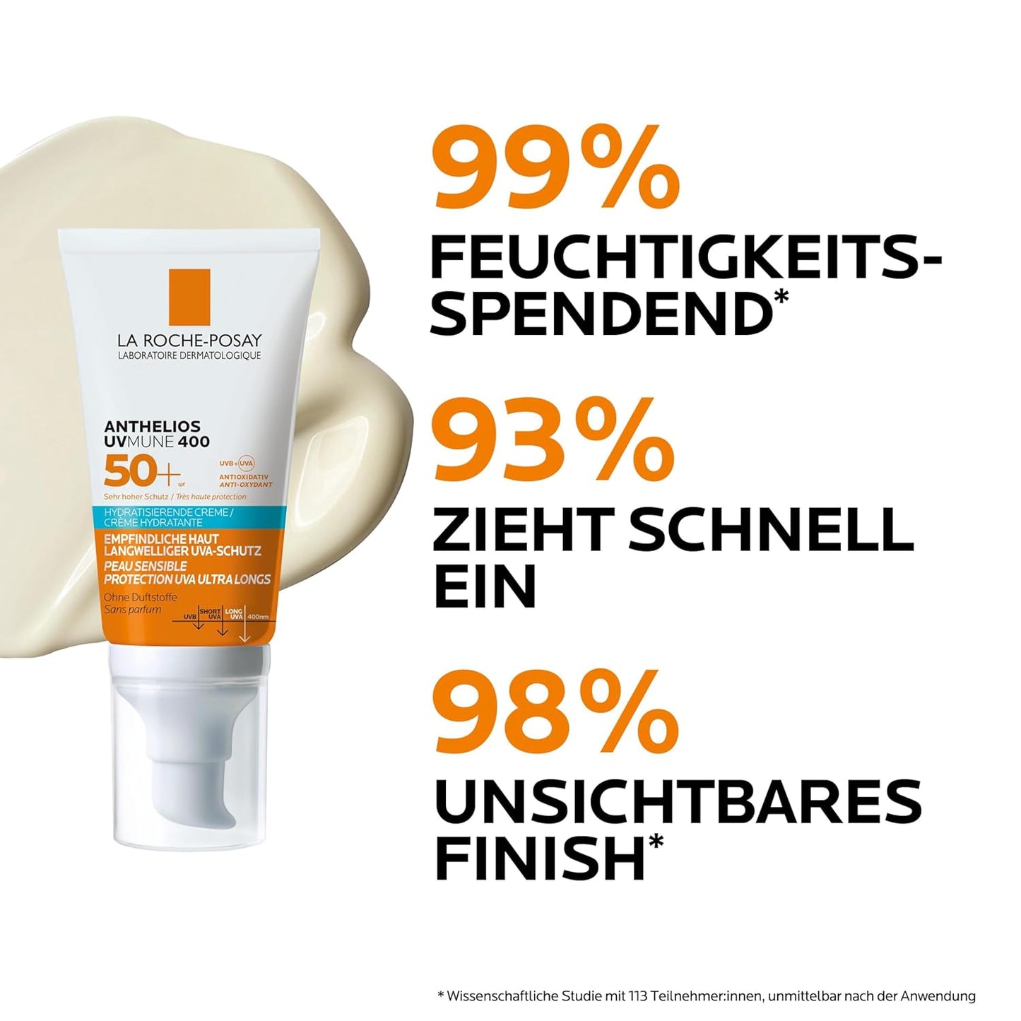 La Roche-Posay ANTHELIOS Feuchtigkeitscreme UVMune 40 für trockene und empfindliche Haut sowie bei Sonnenallergie, LSF 50+, 50 ml 
