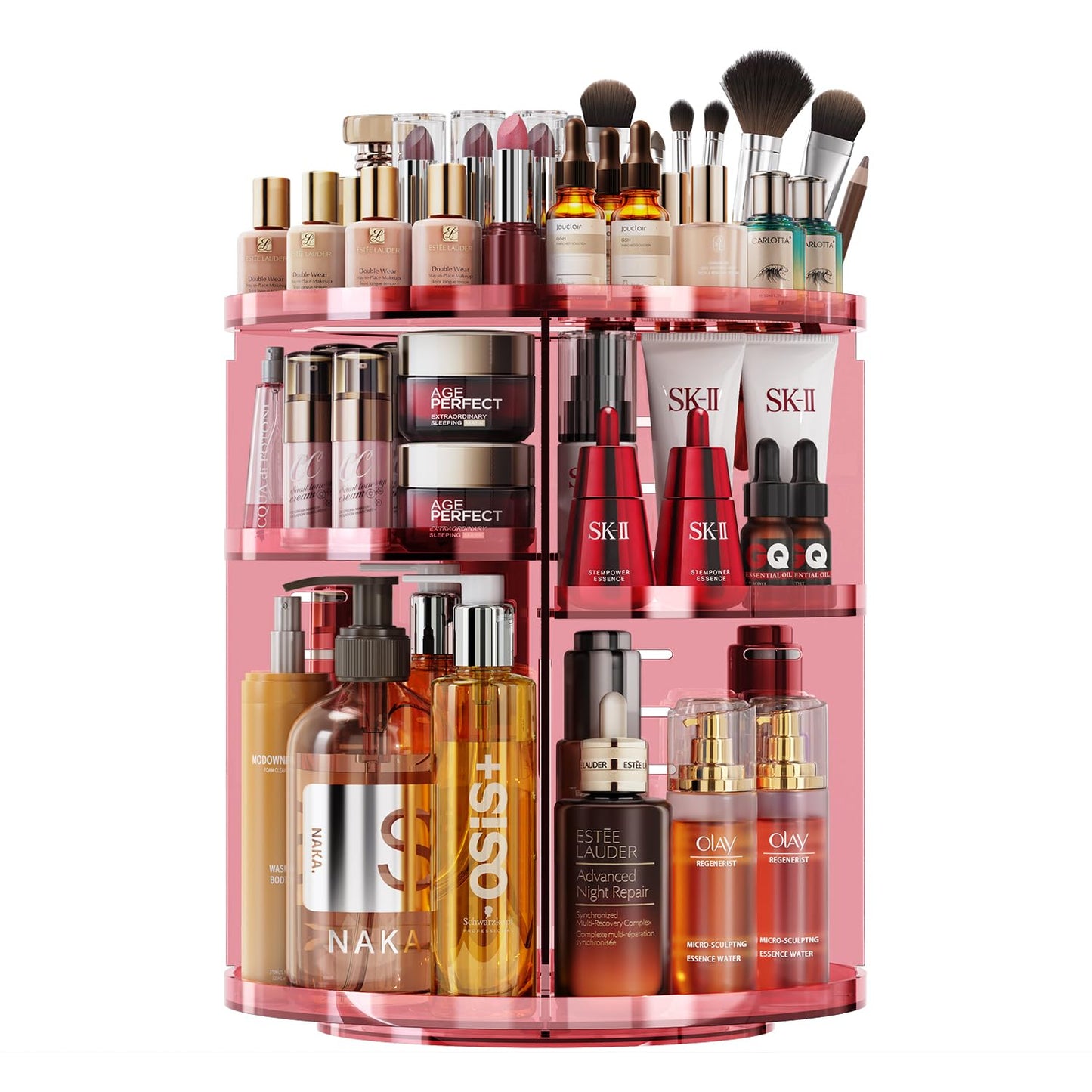 Auxmir Schminktisch Organizer mit 9 einstellbaren Stufen, Make Up Organizer 360° Drehbar, Extra Größer Kosmetik Hautpflege Organisieren 
