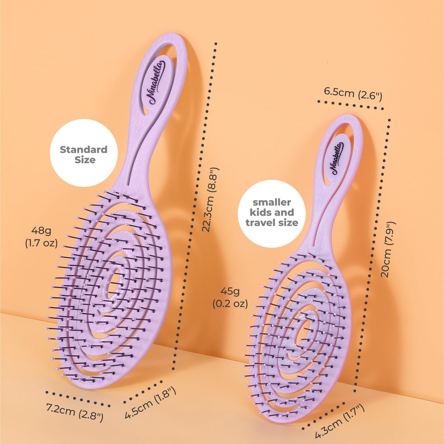 Ninabella Mini Haarbürste ohne Ziepen - Bürste für Reisen - Entwirrbürste für trockenes und nasses Haar - Detangler Bürste